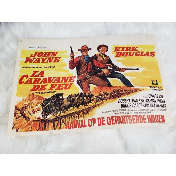Vintage The WAR WAGON movie poster 14x21 John‎ Wayne Belgian French - Picture 12 of 12